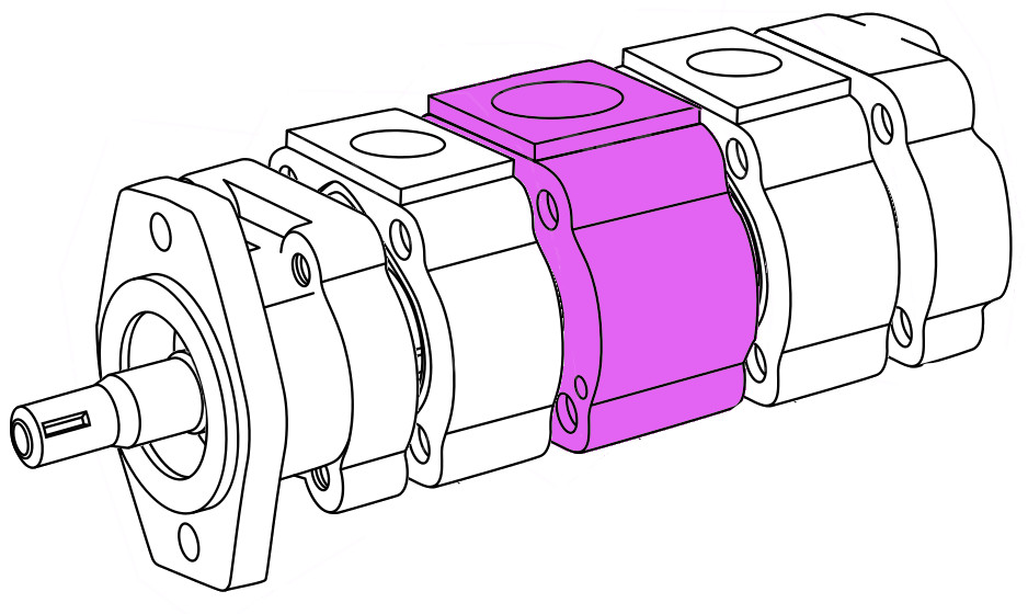 Gear pump expanded with bearing carrier highlighted